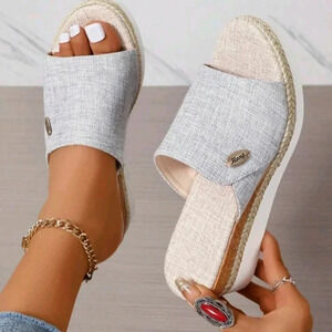 Women Wedge Heel Thick Platform Open Toe Slipper, Lightweight And Comfortable